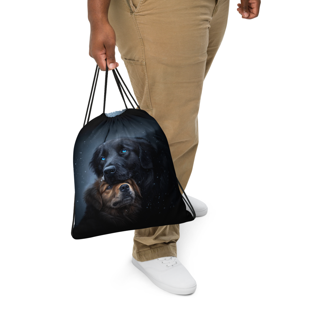 Snowy Embrace Drawstring bag