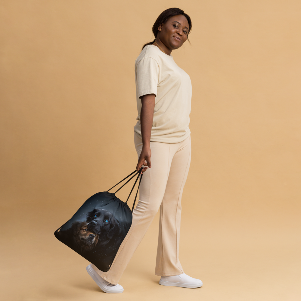 Snowy Embrace Drawstring bag