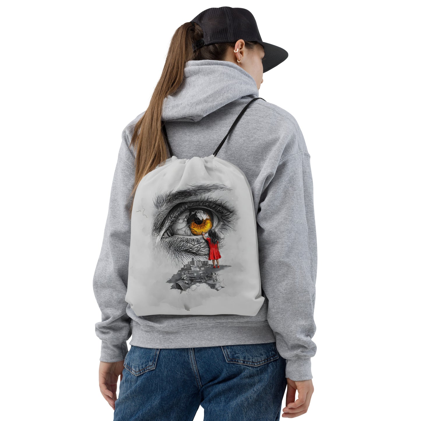 Through My Mother’s Eyes: Reflected Drawstring bag