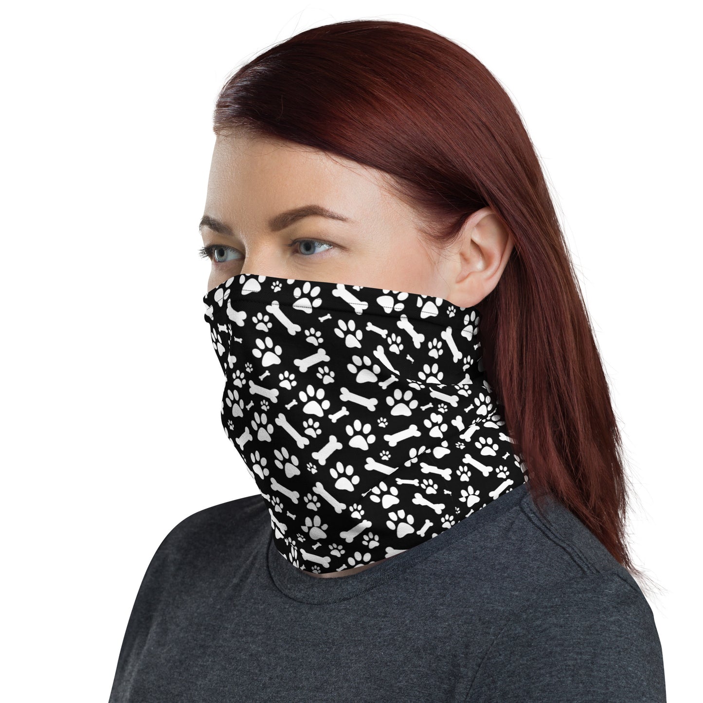 Black and White Paws Neck Gaiter