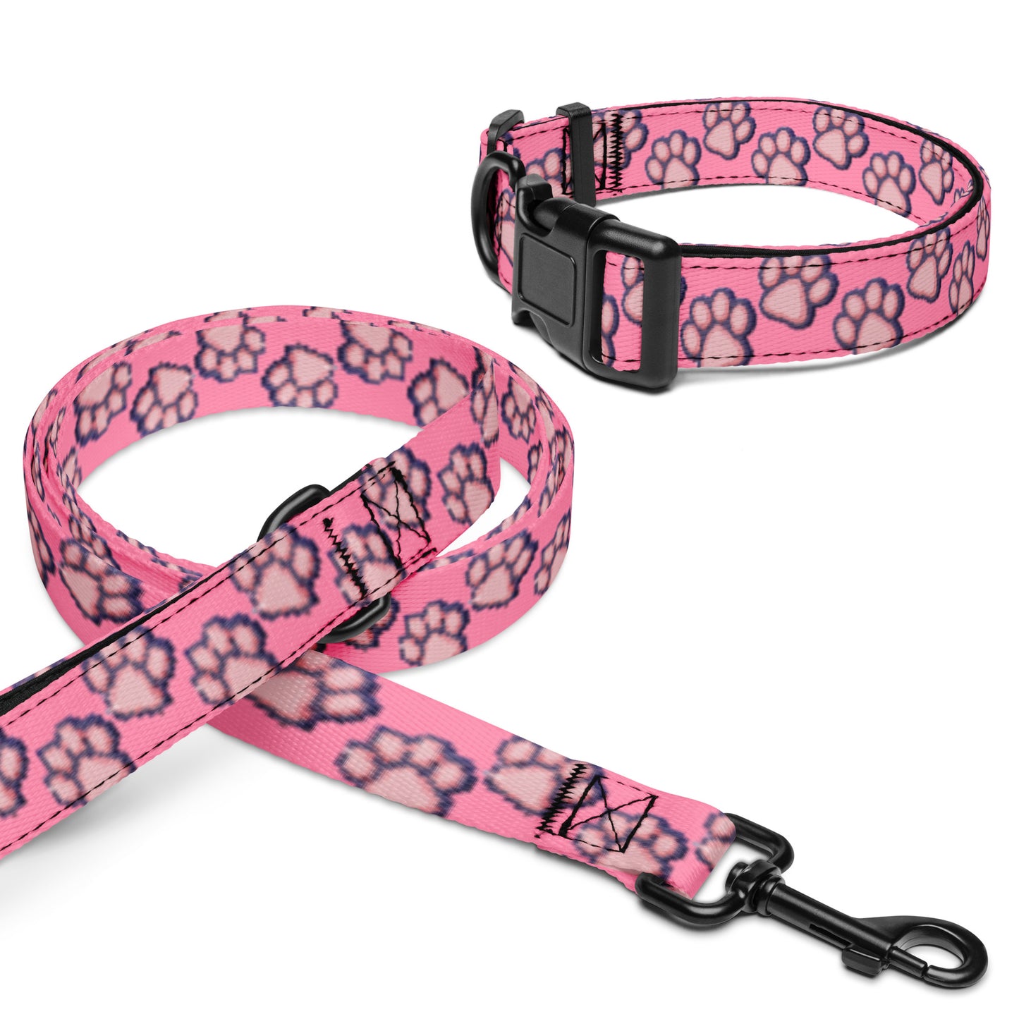 Pink Paws Pet collar & leash