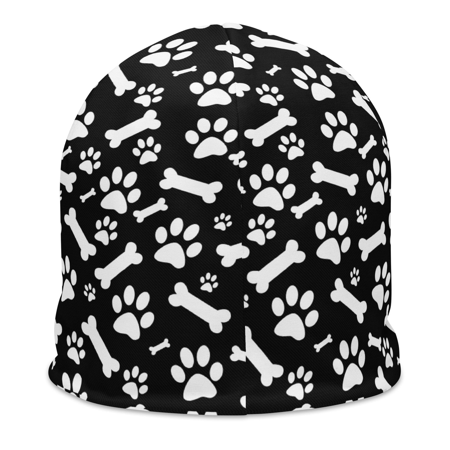 Black and White Paws All-Over Print Beanie