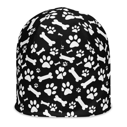 Black and White Paws All-Over Print Beanie