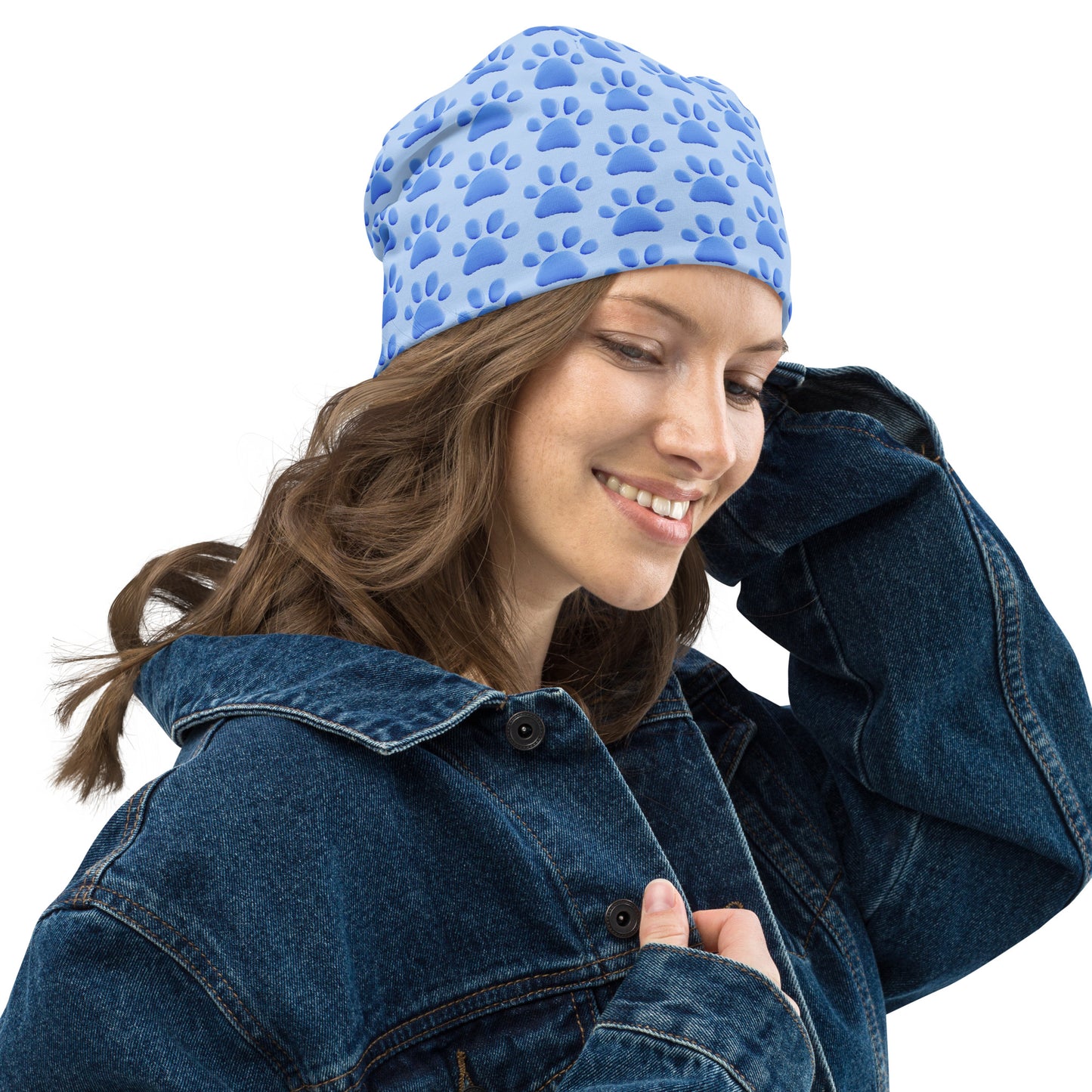 Blue Paws All-Over Print Beanie