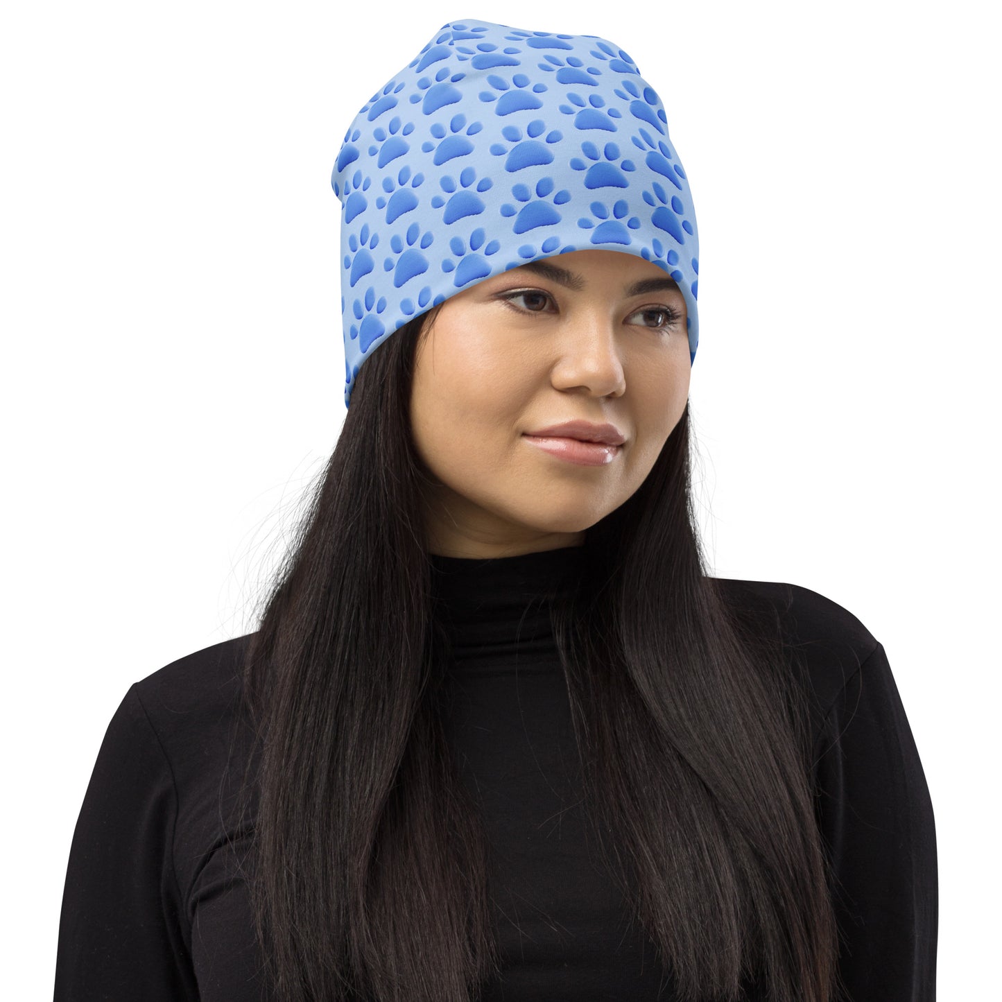 Blue Paws All-Over Print Beanie