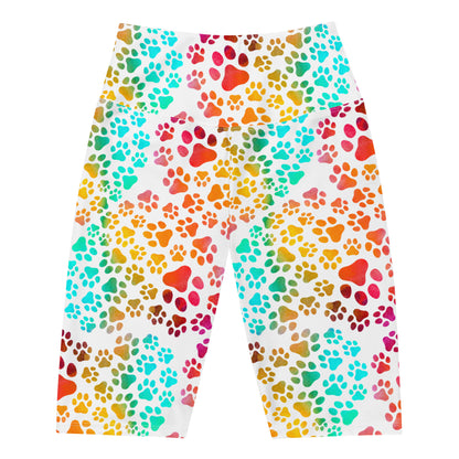 Prismatic Pawprints Biker Shorts