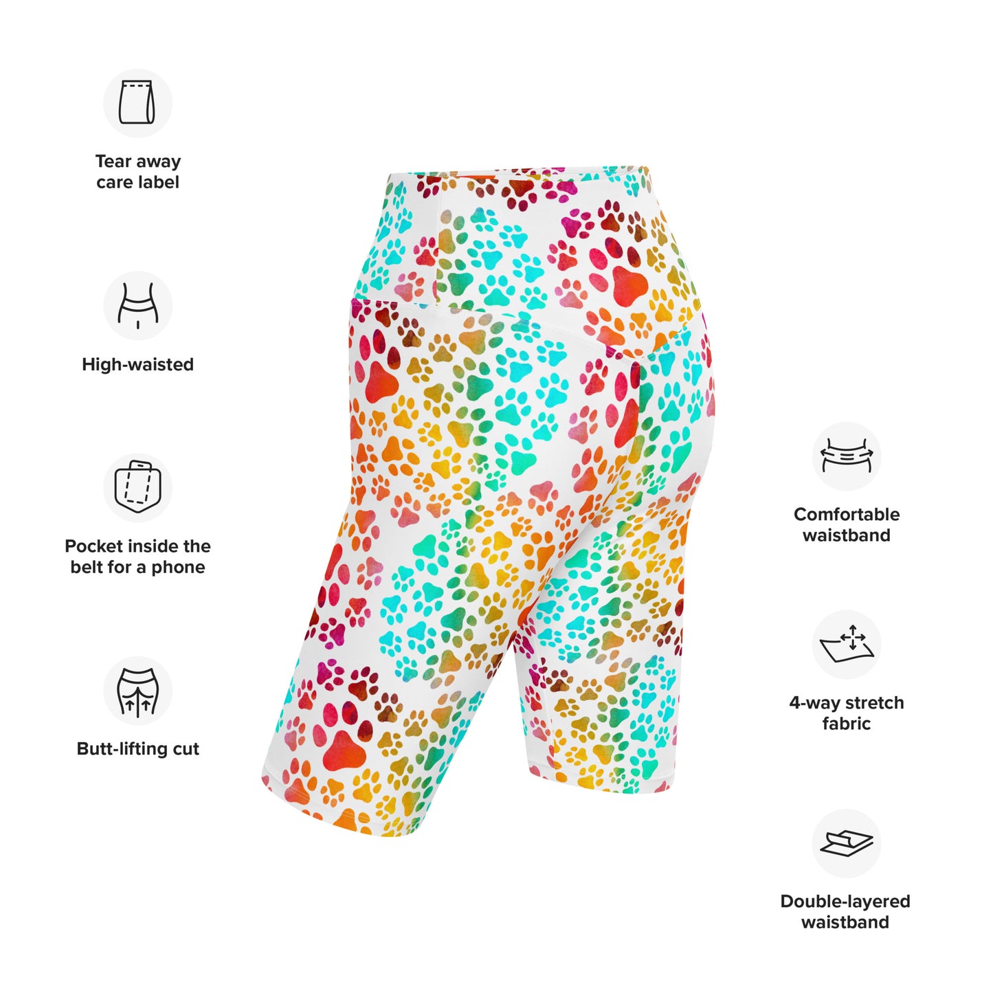 Prismatic Pawprints Biker Shorts