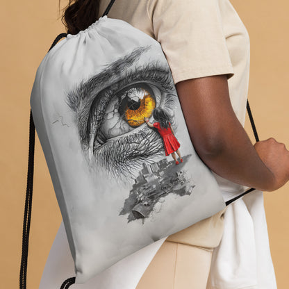 Through My Mother’s Eyes: Reflected Drawstring bag