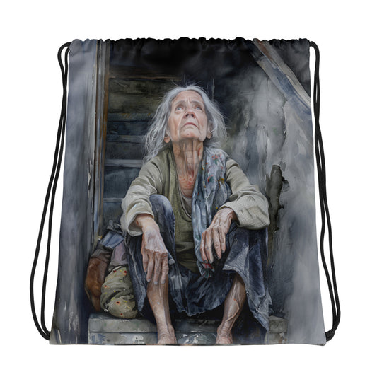 Peaceful Upset Drawstring bag