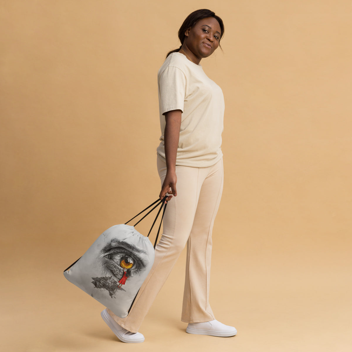 Through My Mother’s Eyes: Reflected Drawstring bag