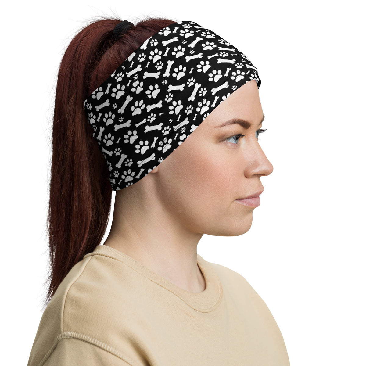 Black and White Paws Neck Gaiter