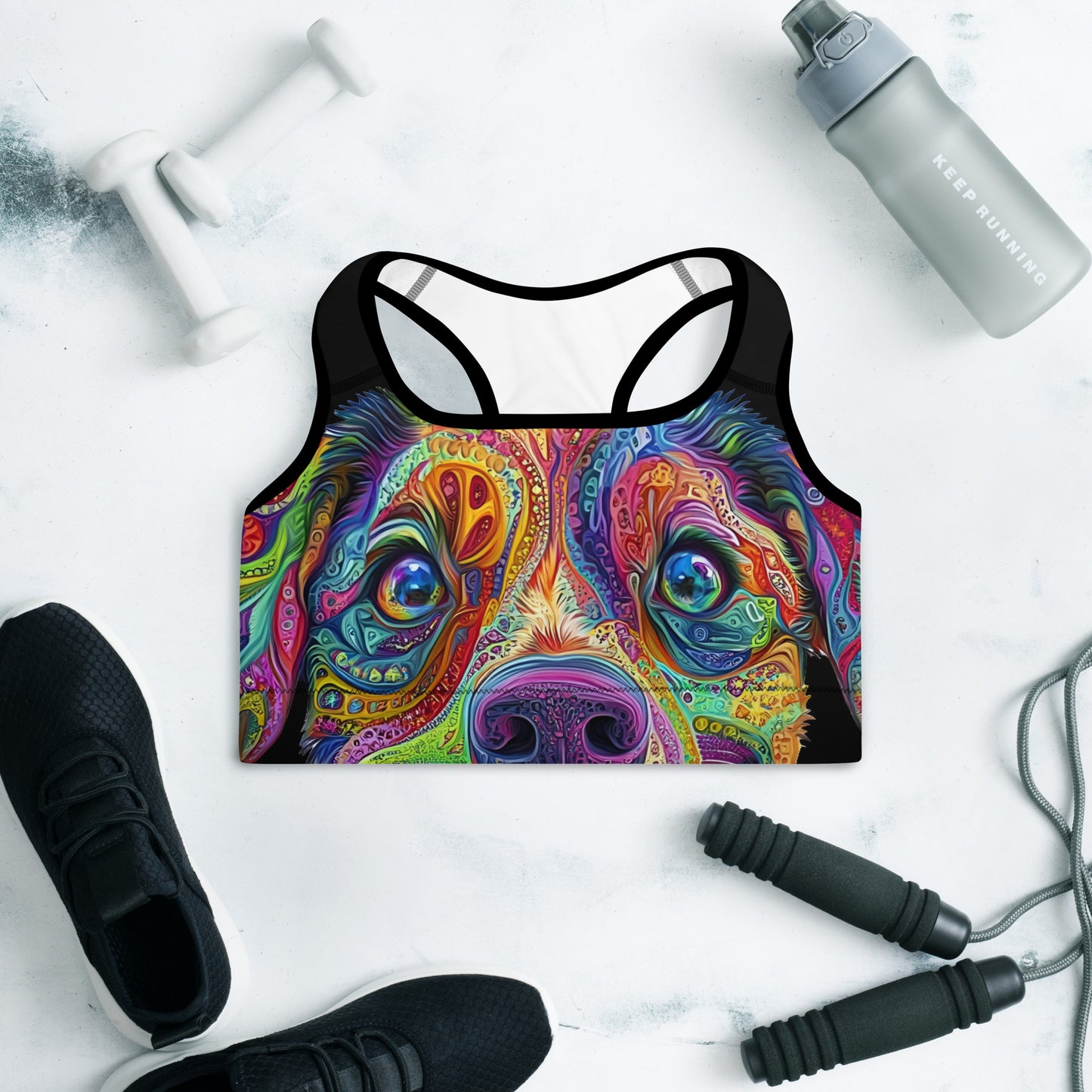 Colorful Canine Love Padded Sports Bra