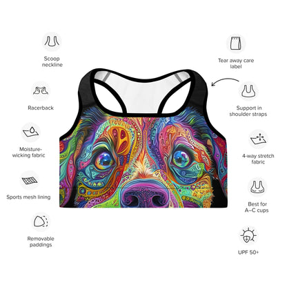 Colorful Canine Love Padded Sports Bra