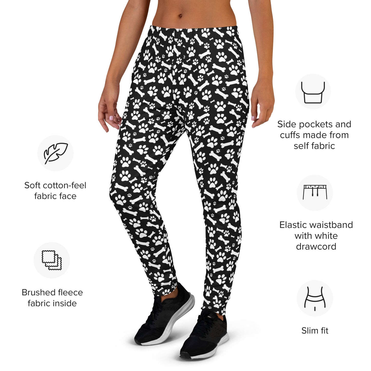 Black and White Paws Women's Joggers