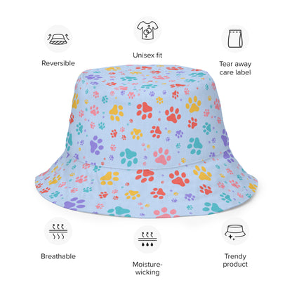 Blue Paws x Rainbow Paws Reversible bucket hat