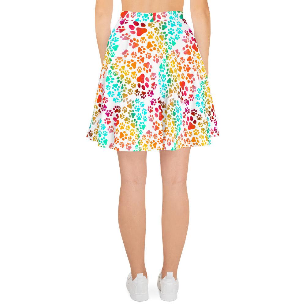 Prismatic Pawprints Skater Skirt