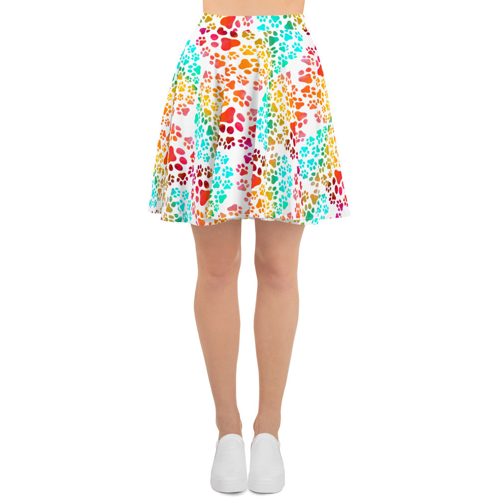 Prismatic Pawprints Skater Skirt