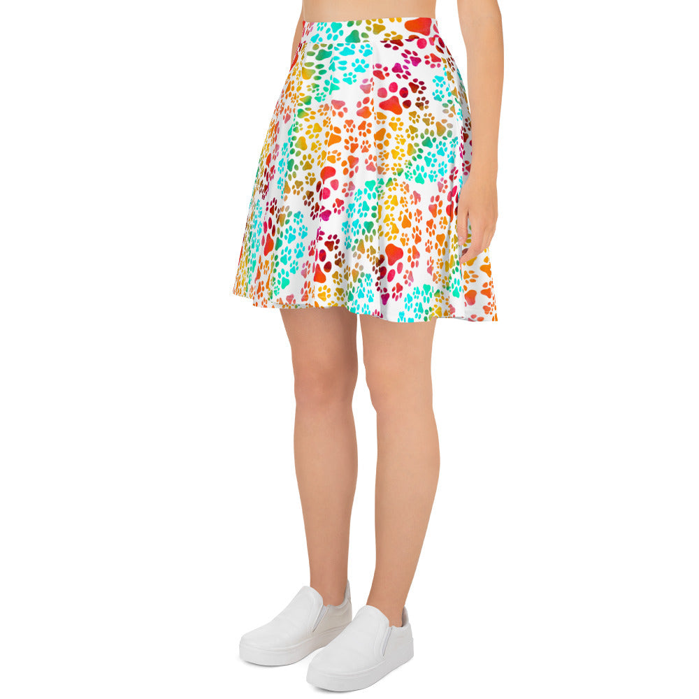 Prismatic Pawprints Skater Skirt