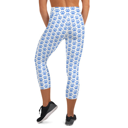 Mystic Blue Paws Yoga Capri Leggings