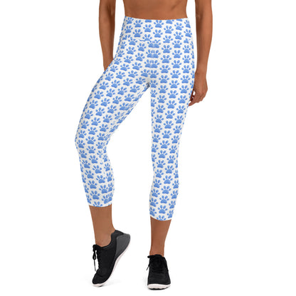 Mystic Blue Paws Yoga Capri Leggings