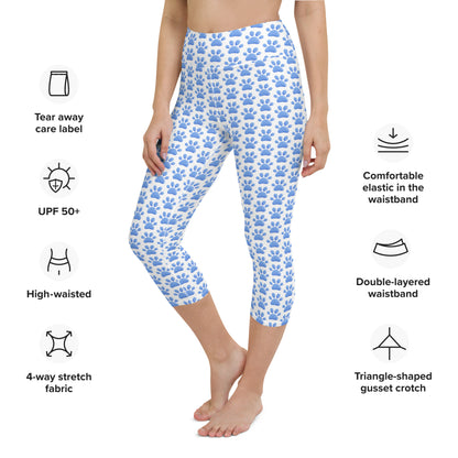 Mystic Blue Paws Yoga Capri Leggings