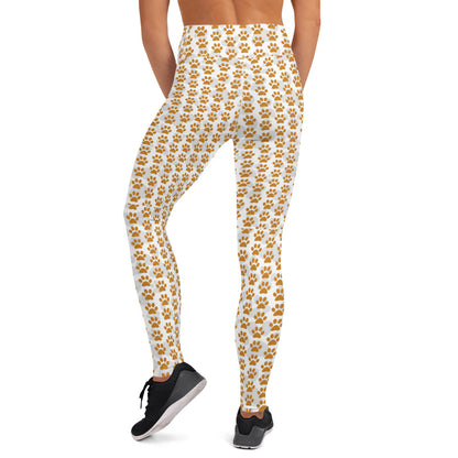 Golden Paw Prints Yoga Leggings