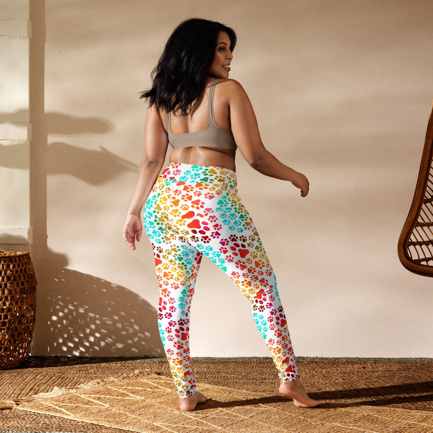 Prismatic Pawprints Yoga Leggings