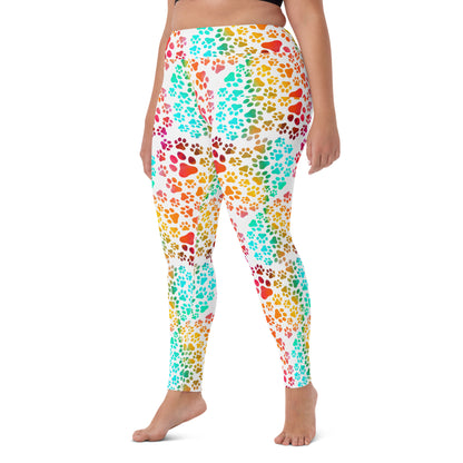 Prismatic Pawprints Yoga Leggings