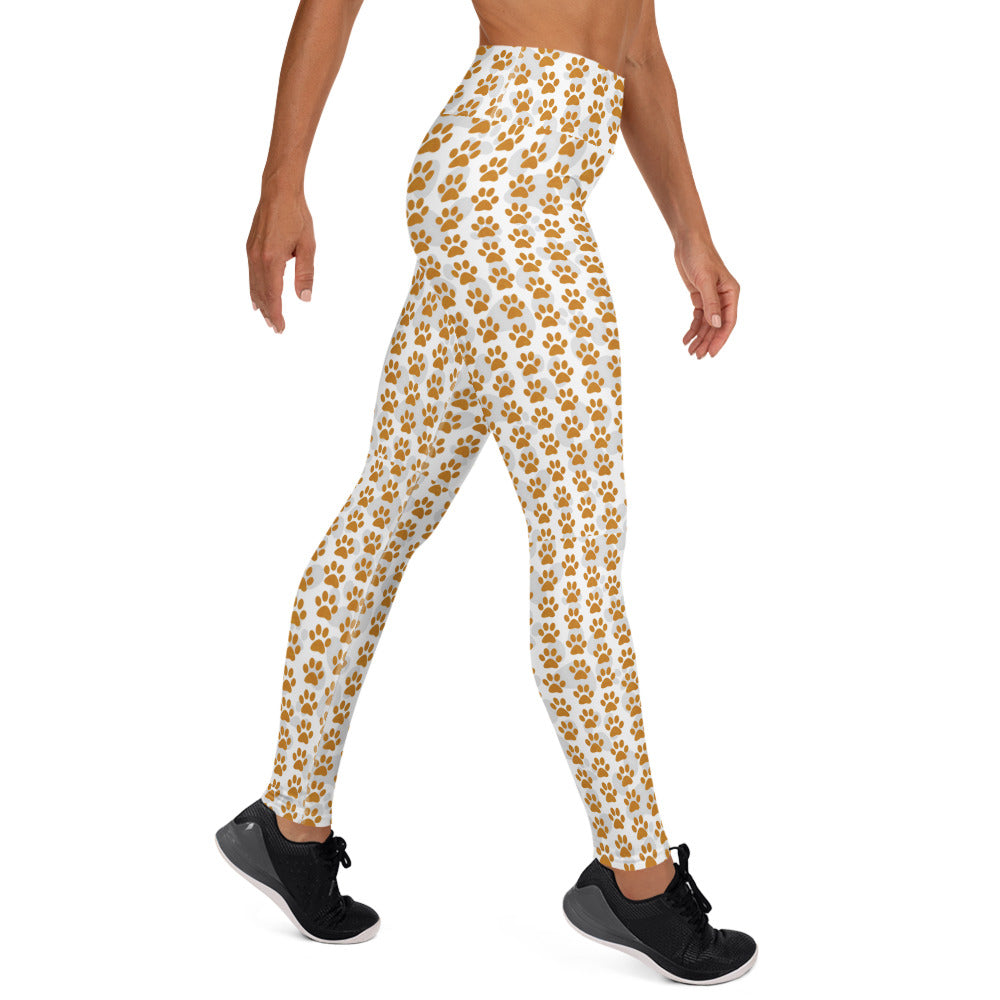 Golden Paw Prints Yoga Leggings