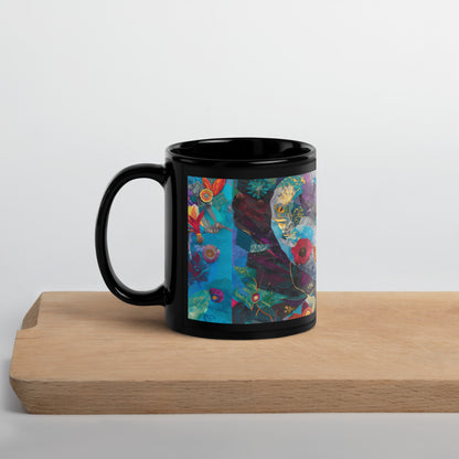 Graceful Warrior Black Glossy Mug