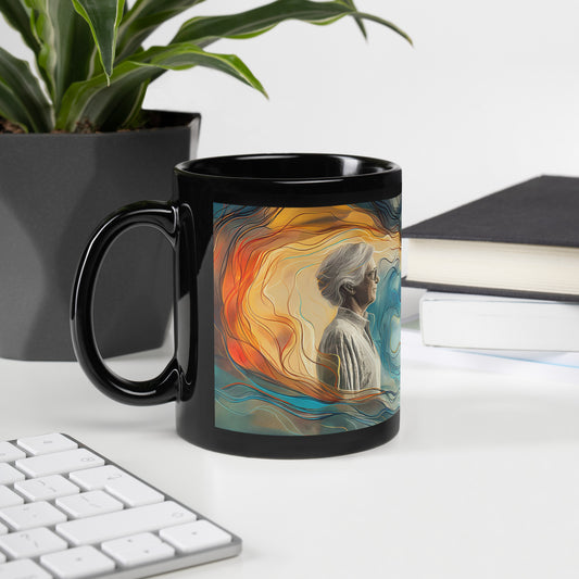 Serene Stillness Black Glossy Mug