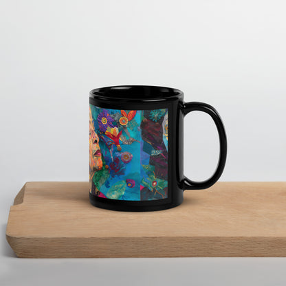 Graceful Warrior Black Glossy Mug