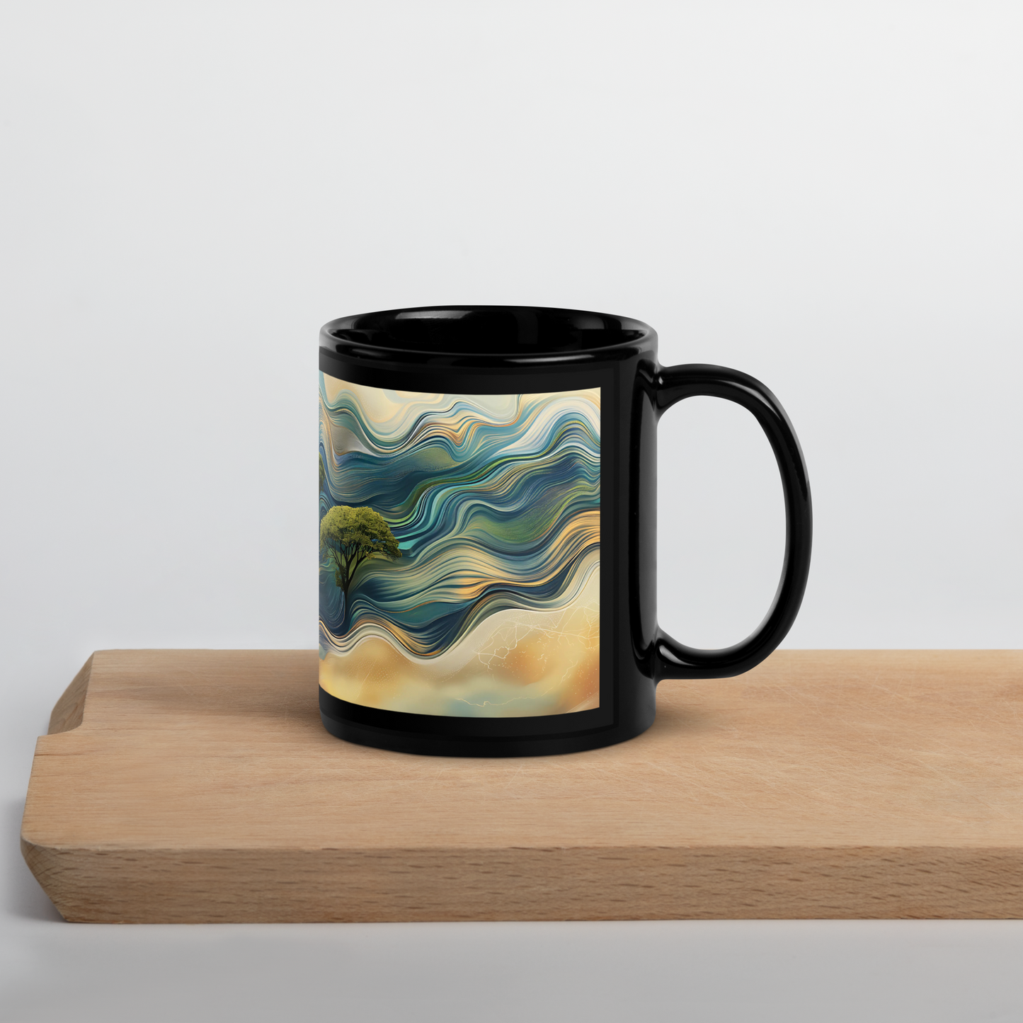 Soulful Serenity Black Glossy Mug