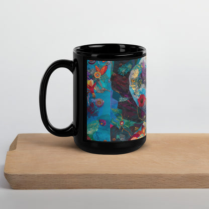 Graceful Warrior Black Glossy Mug