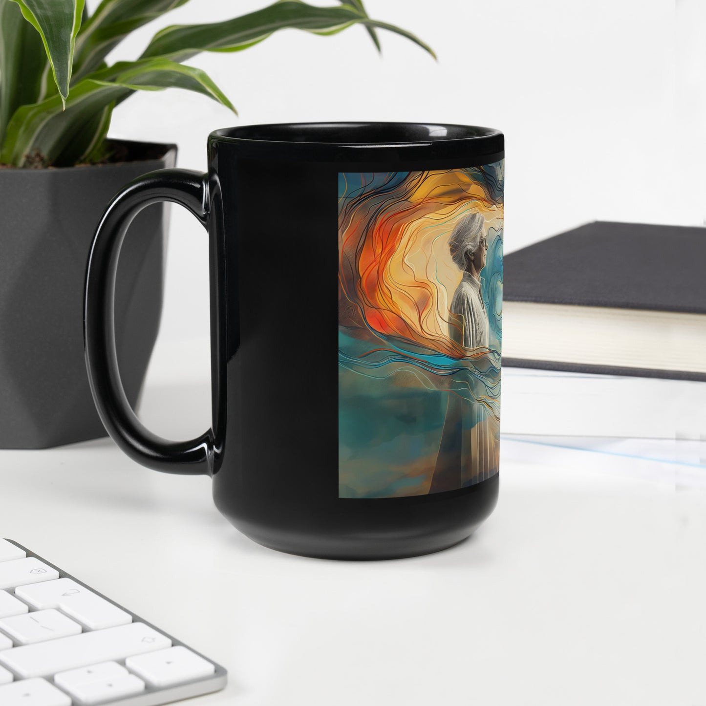 Serene Stillness Black Glossy Mug