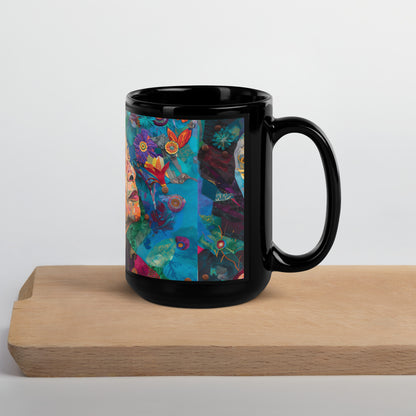 Graceful Warrior Black Glossy Mug