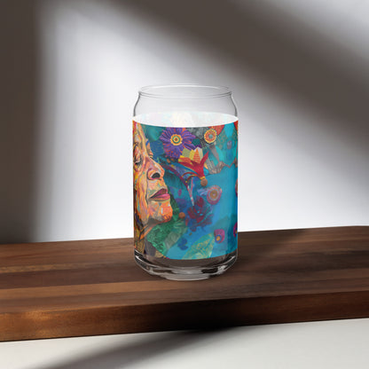 She Blooms Can-shaped glass