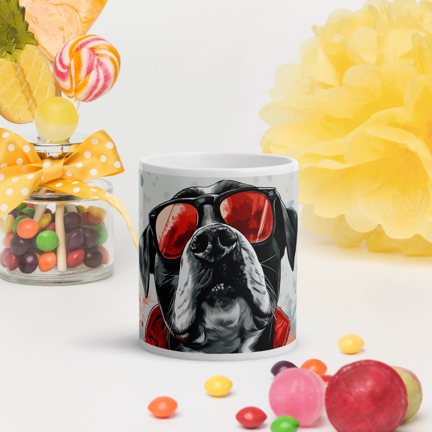 Cool Pup Vibes White Glossy Mug