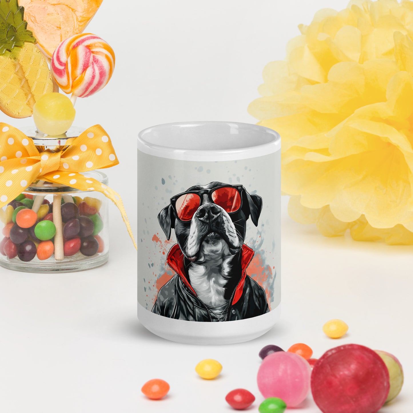 Cool Pup Vibes White Glossy Mug