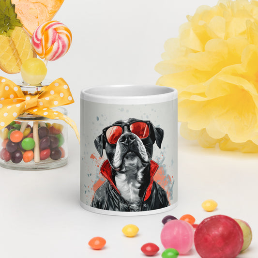 Cool Pup Vibes White Glossy Mug