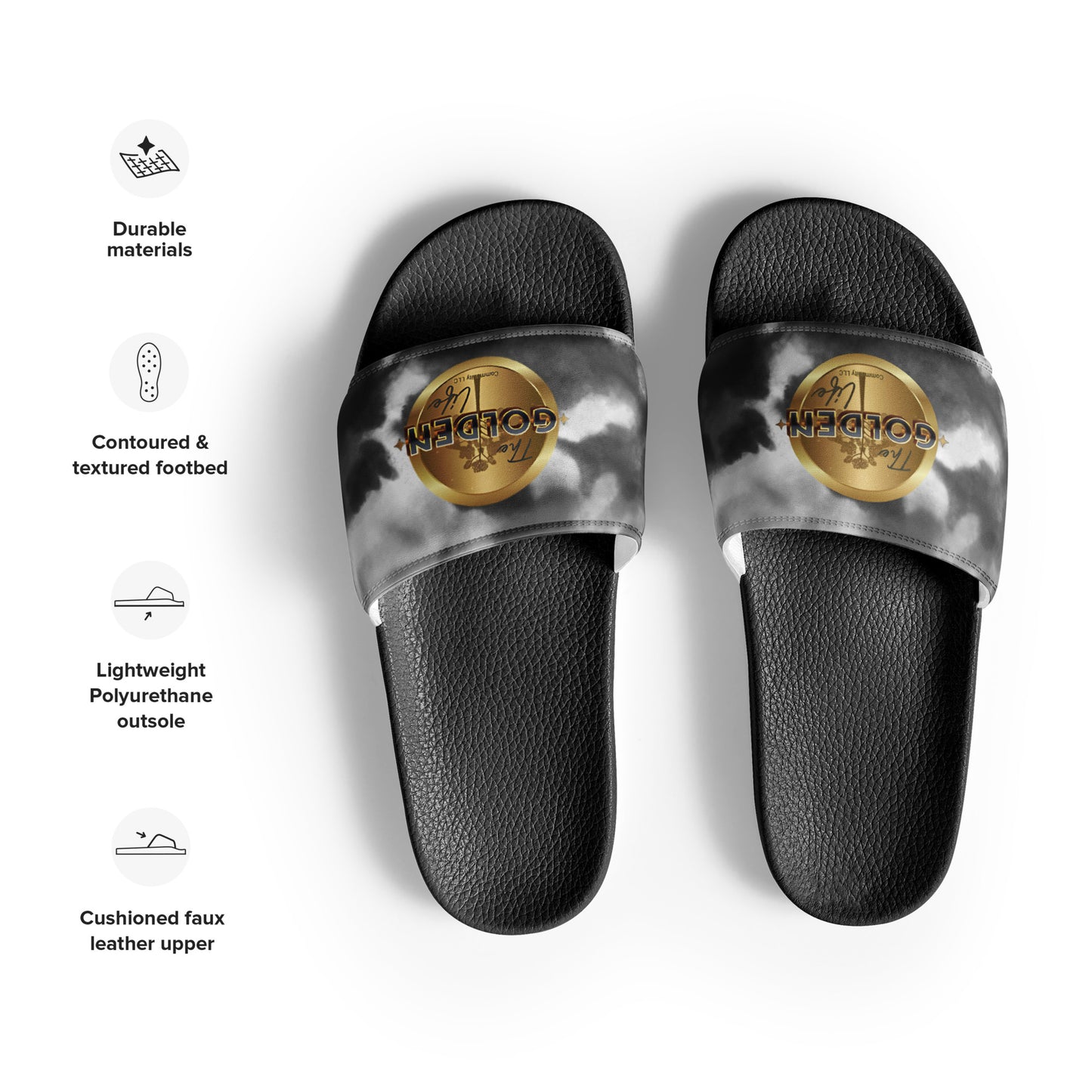 TGLC Branded Black Tie-Die Women's slides